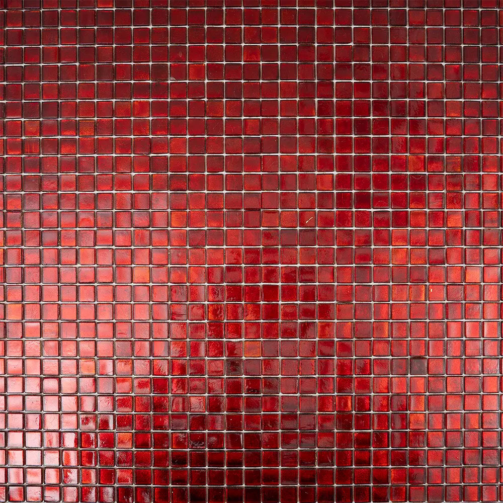 Foiled Ruby Red Squares Glass Tile | Tile Club