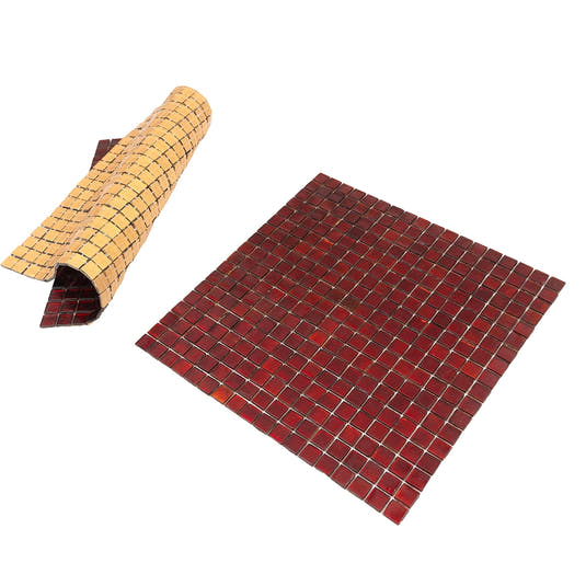 Foiled Ruby Red Squares Glass Tile | Tile Club