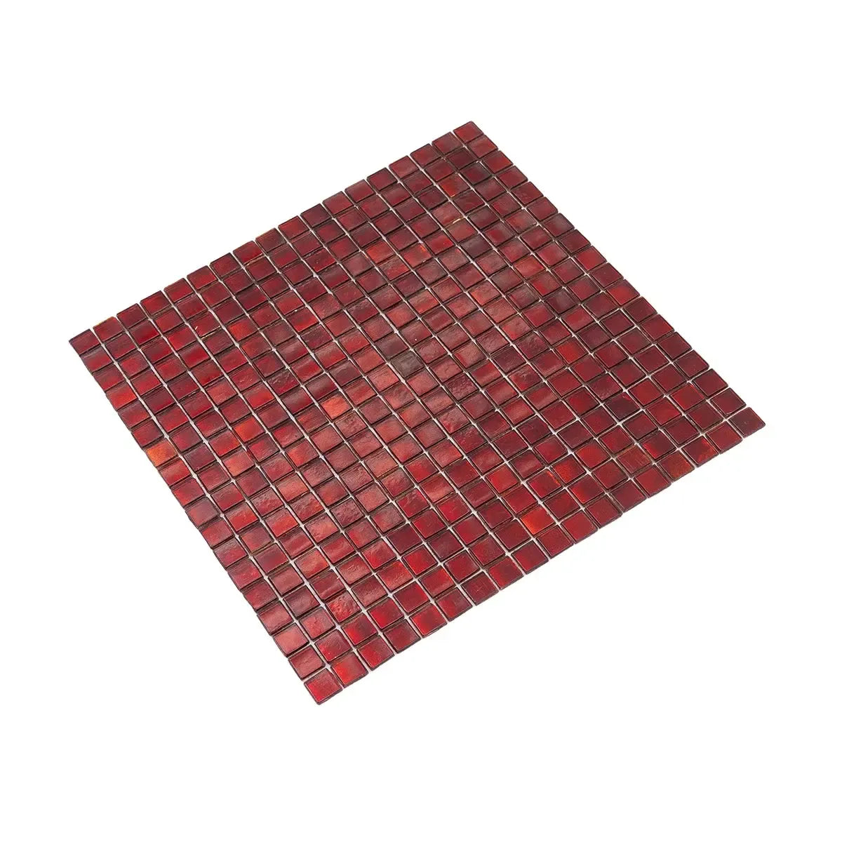 Foiled Ruby Red Squares Glass Tile | Tile Club