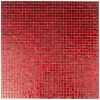 Foiled Ruby Red Squares Glass Tile | Tile Club