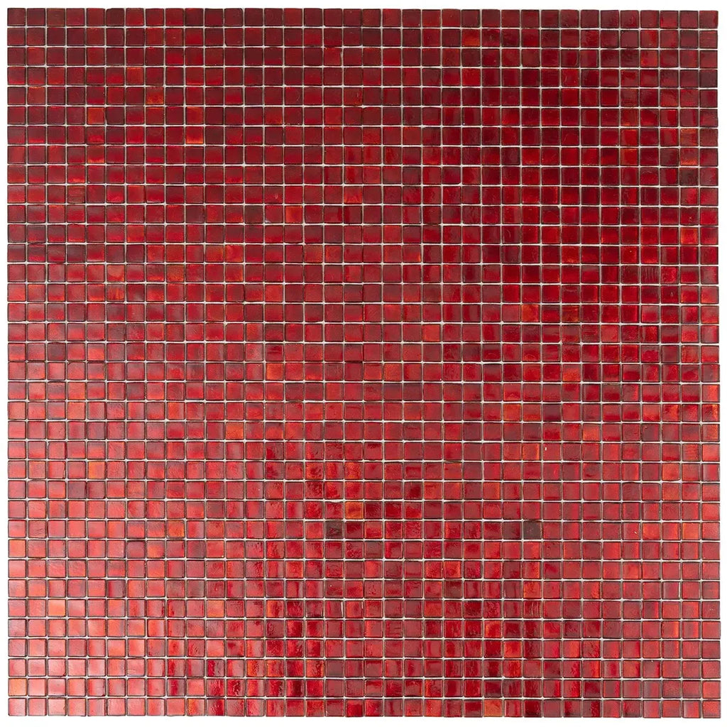 Foiled Ruby Red Squares Glass Tile | Tile Club