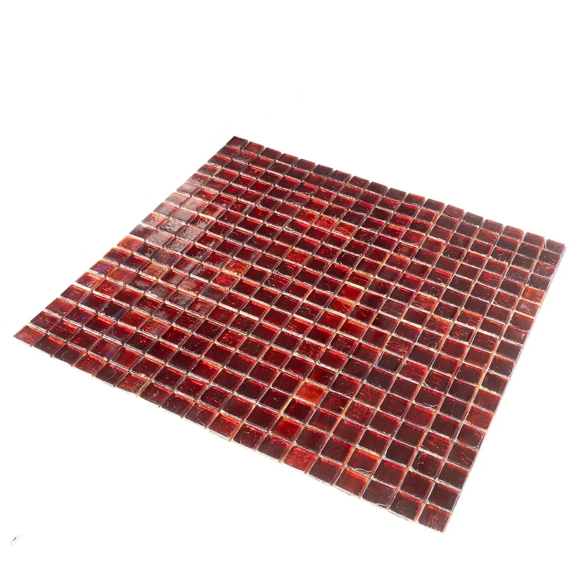 Foiled Ruby Red Squares Glass Tile | Tile Club