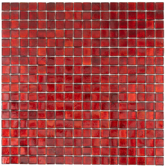 Foiled Ruby Red Squares Glass Tile | Tile Club