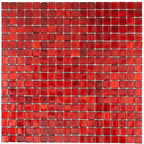 Foiled Ruby Red Squares Glass Tile | Tile Club