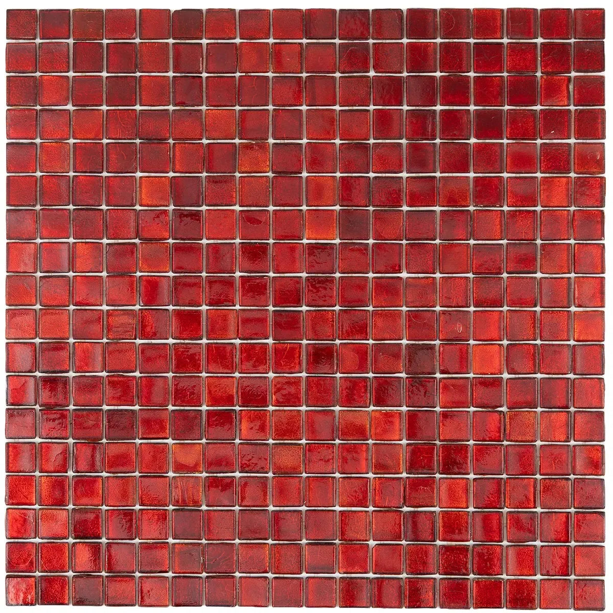 Foiled Ruby Red Squares Glass Tile | Tile Club