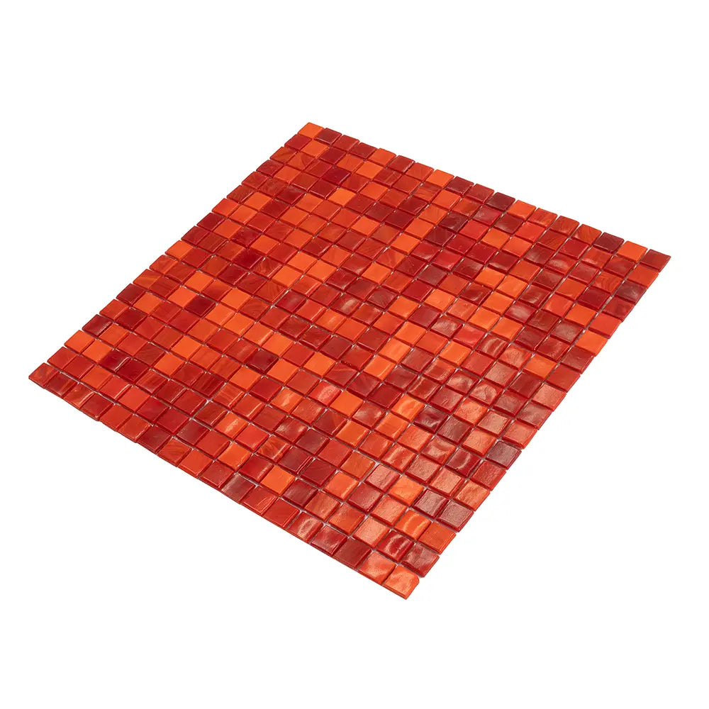 Mixed Red Squares Glass Pool Tile | Tile Club