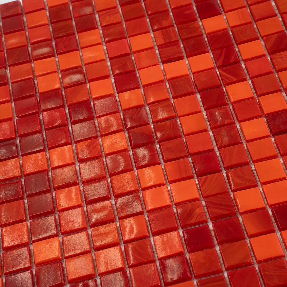 Mixed Red Squares Glass Pool Tile | Tile Club