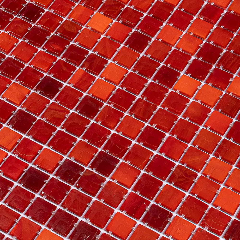 Mixed Red Squares Glass Pool Tile | Tile Club