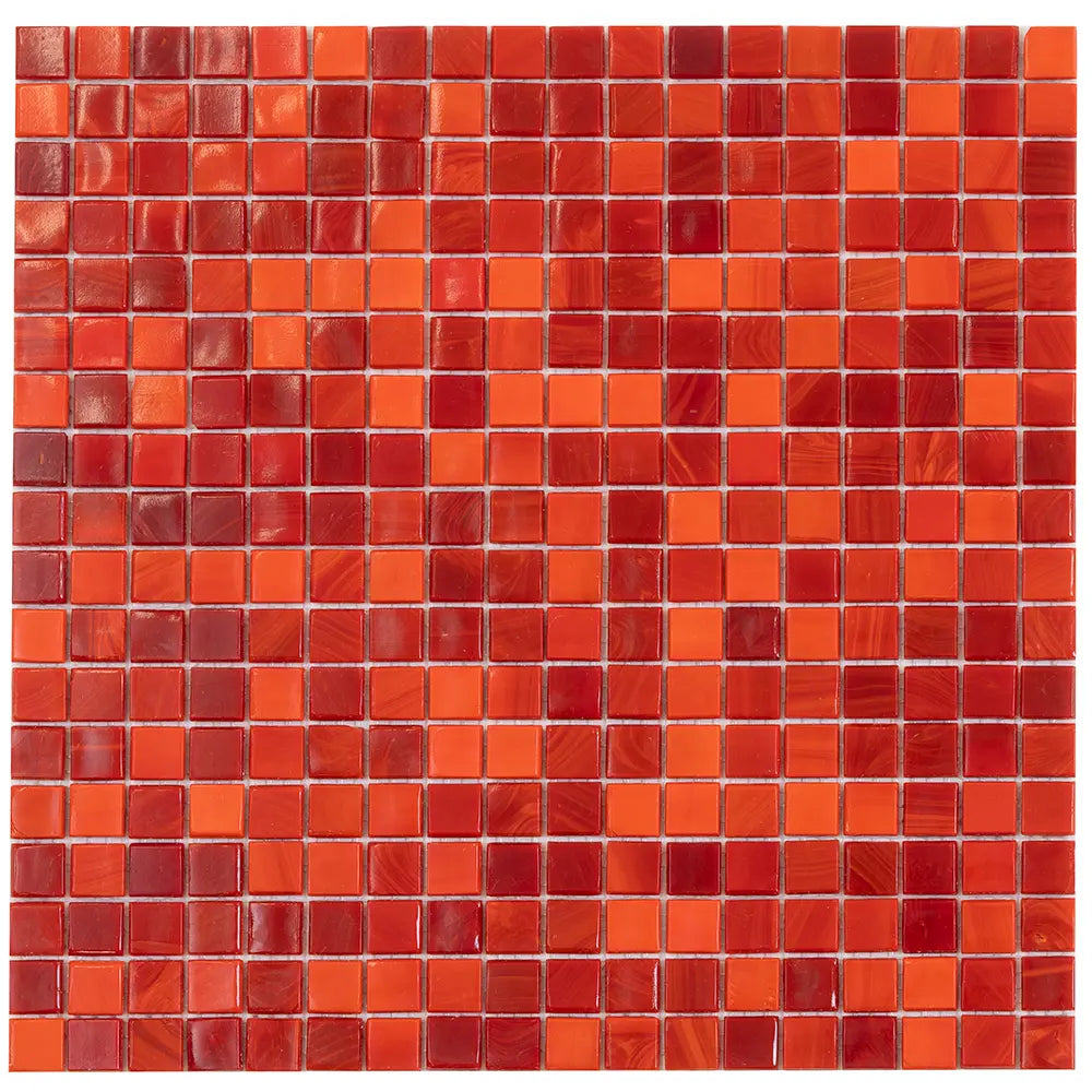 Mixed Red Squares Glass Pool Tile | Tile Club