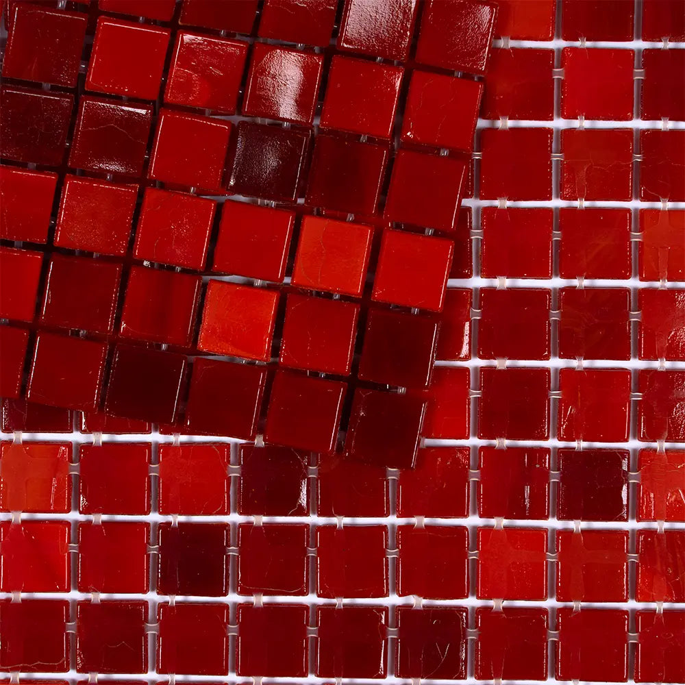 Mixed Red Squares Glass Pool Tile | Tile Club