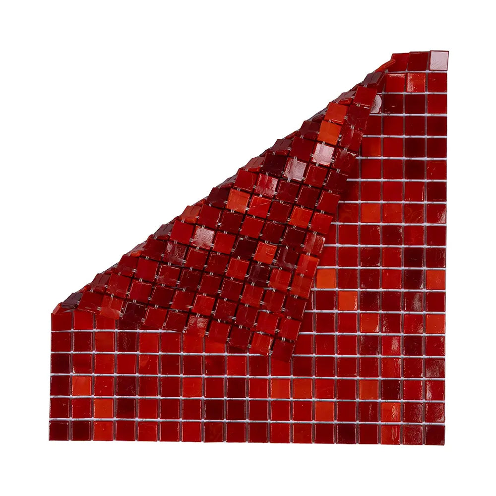 Mixed Red Squares Glass Pool Tile | Tile Club