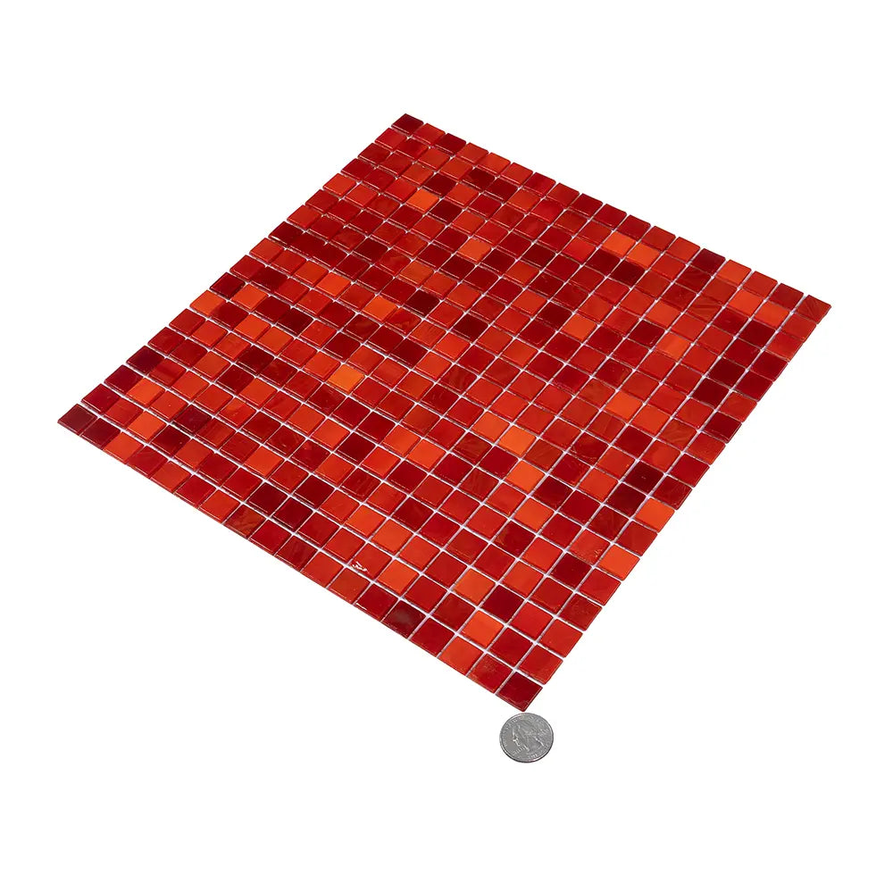 Mixed Red Squares Glass Pool Tile | Tile Club