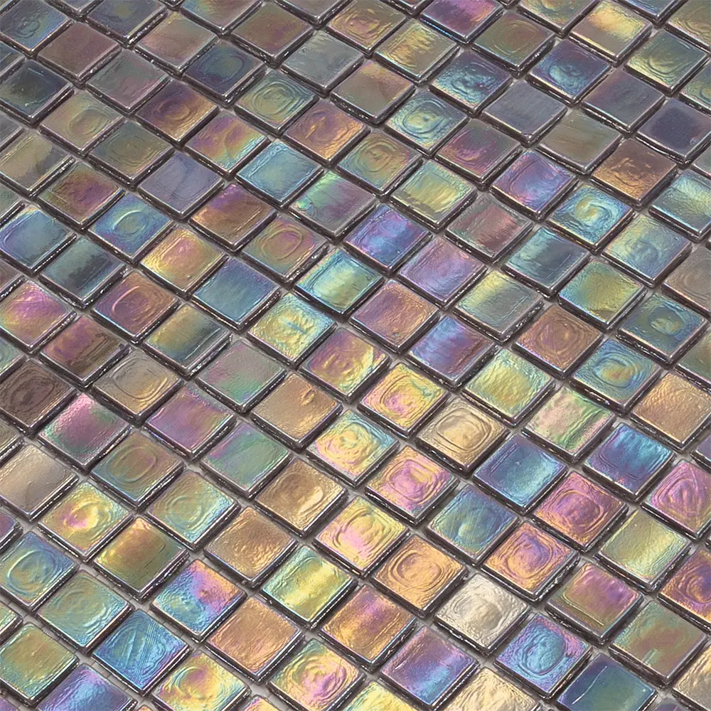 Pearlescent Oil Slick Squares Glass Tile | Tile Club