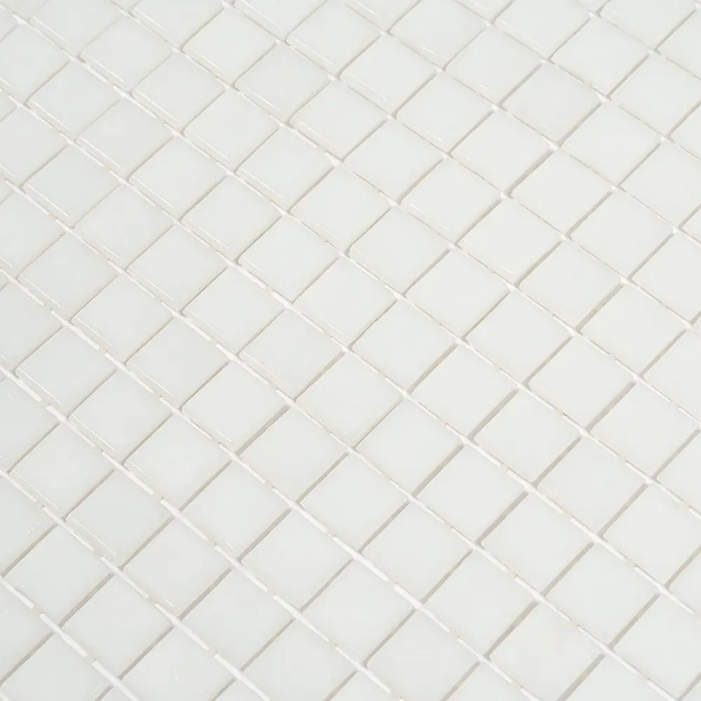 Bright White Squares Glass Pool Tile | Tile Club