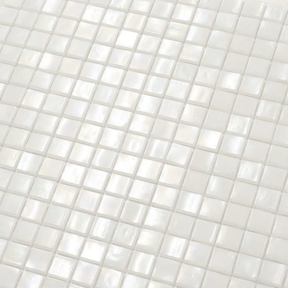 Pearlescent White Squares Glass Pool Tile | Tile Club