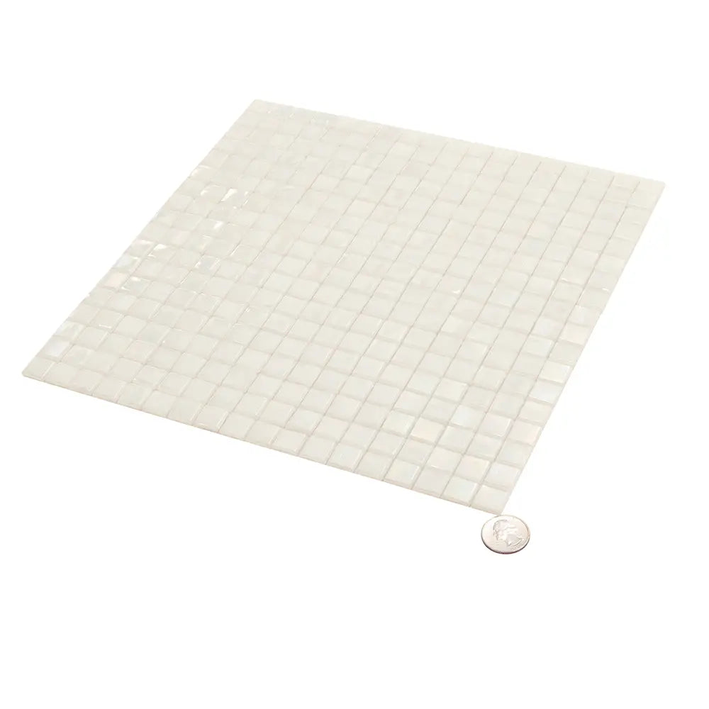 Pearlescent White Squares Glass Pool Tile | Tile Club