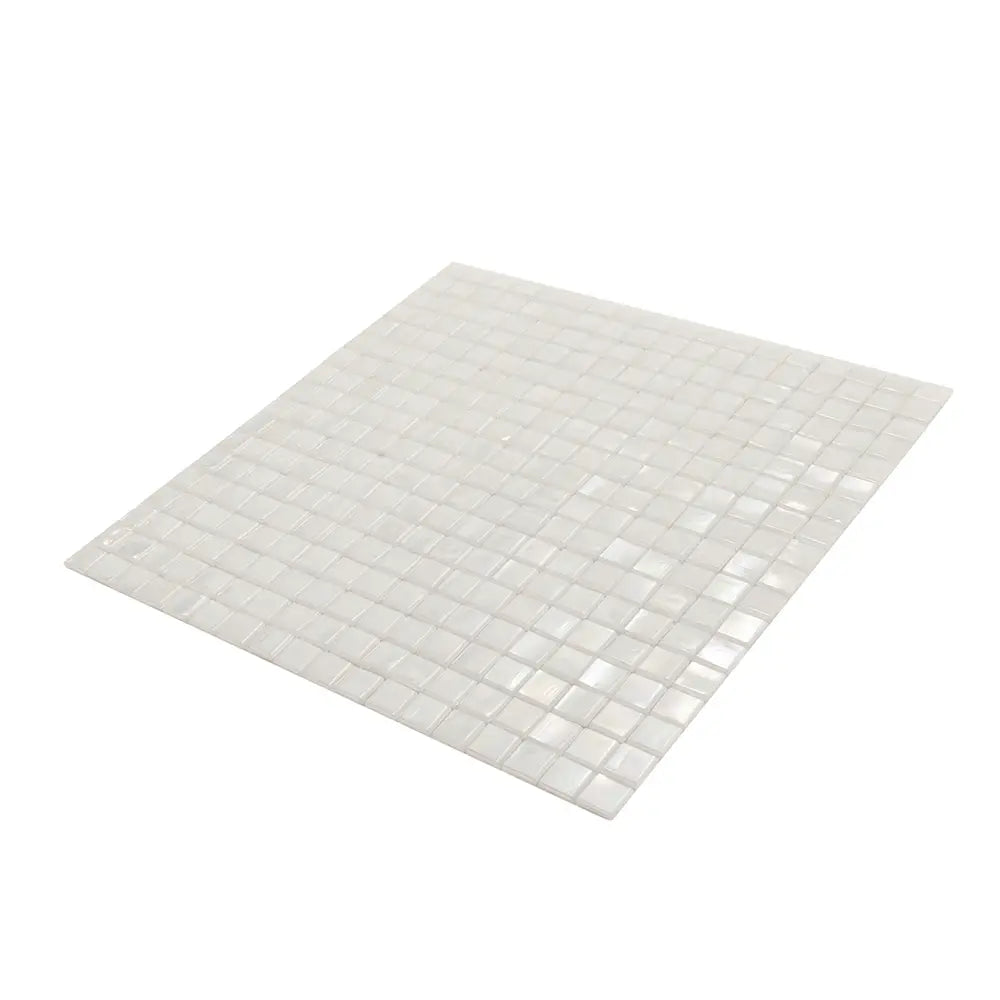 Pearlescent White Squares Glass Pool Tile | Tile Club