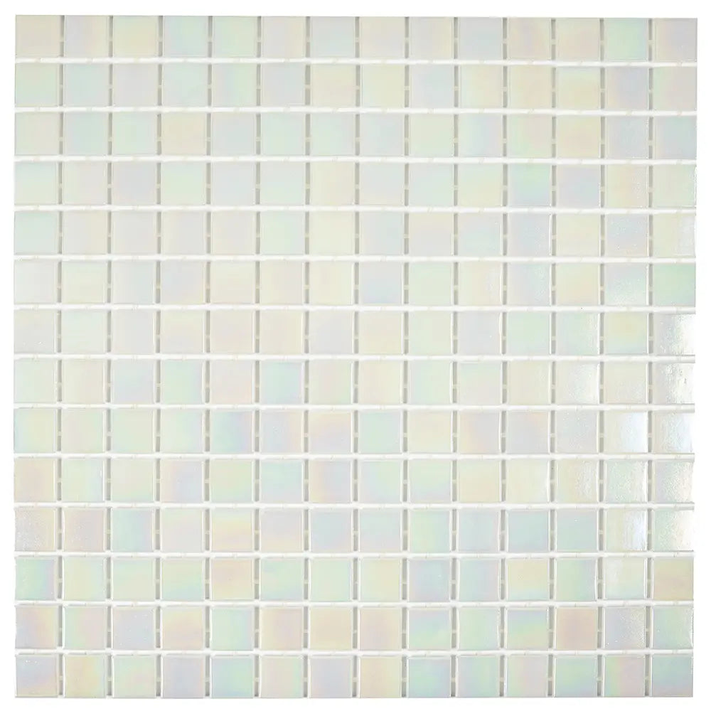 Ashy White Square Glass Pool Tile