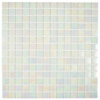 Ashy White Square Glass Pool Tile