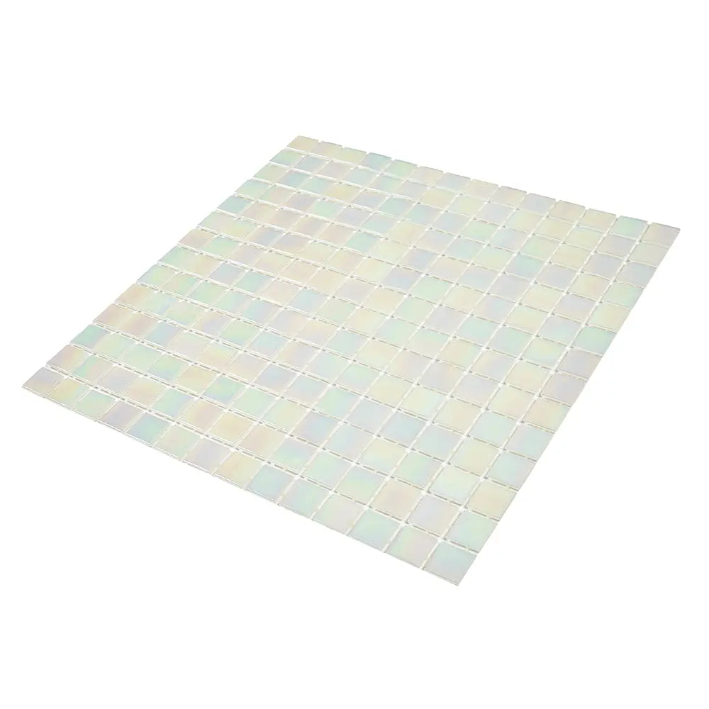 Ashy White Square Glass Pool Tile