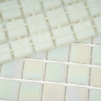 Ashy White Square Glass Pool Tile