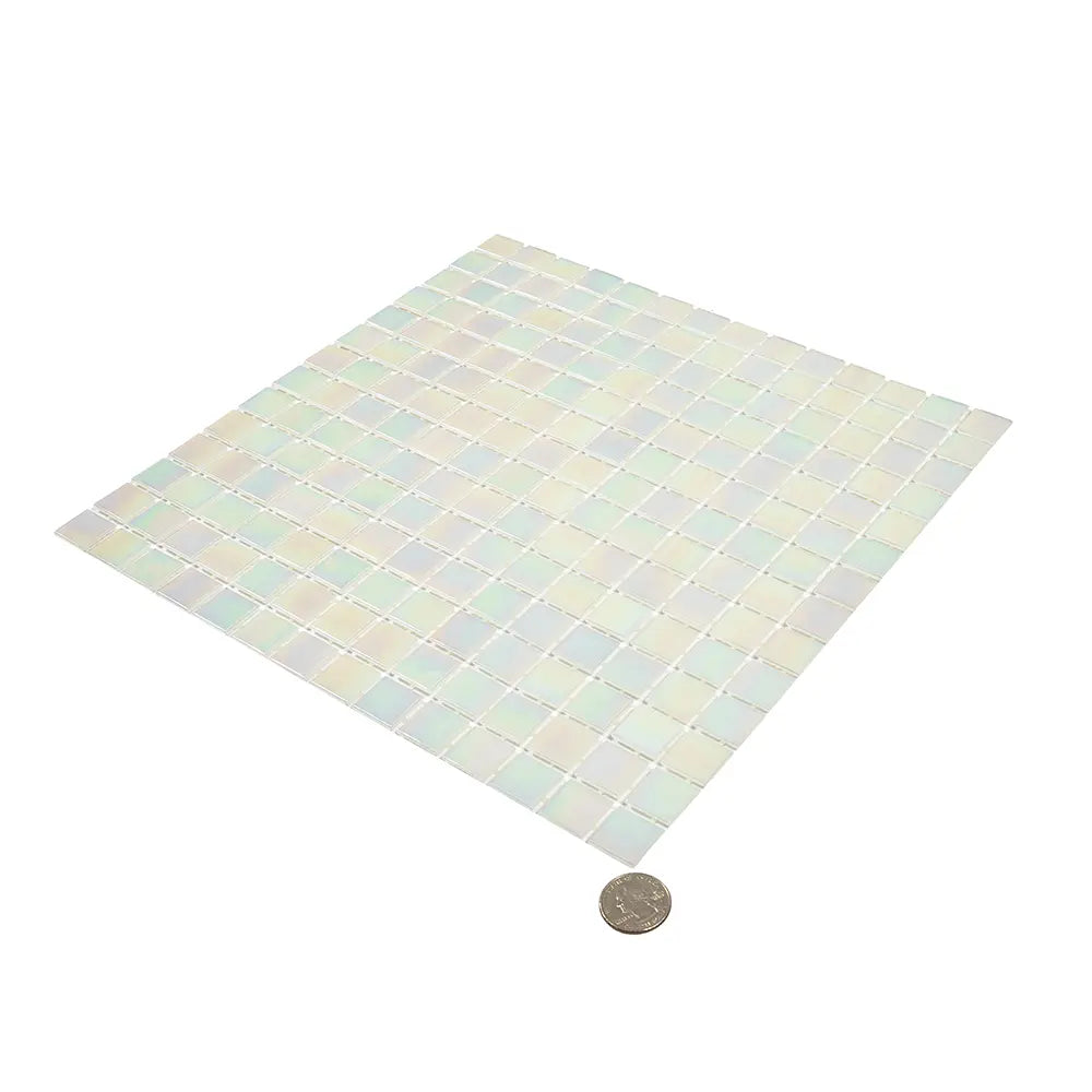 Ashy White Square Glass Pool Tile