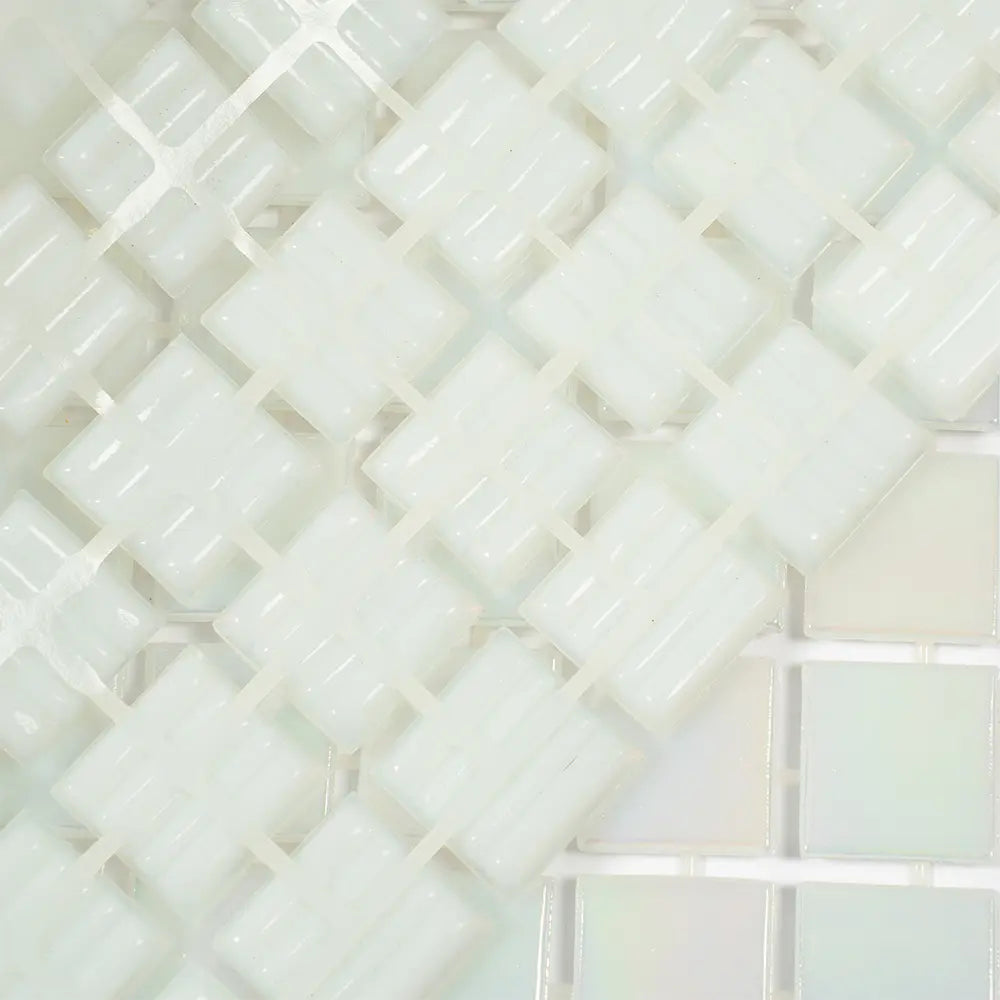 Ashy White Square Glass Pool Tile