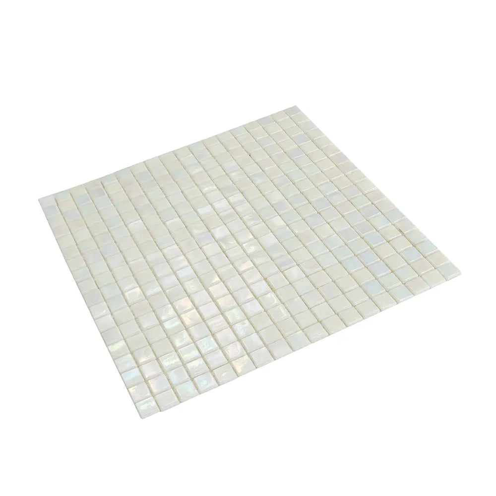 Pearlescent Ashy White Square Glass Pool Tile | Tile Club