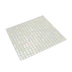 Pearlescent Ashy White Square Glass Pool Tile | Tile Club