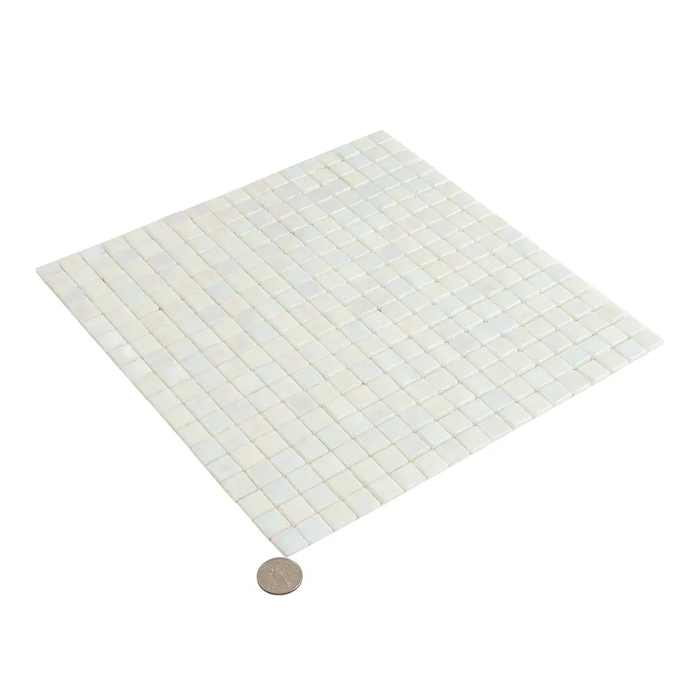 Pearlescent Ashy White Square Glass Pool Tile | Tile Club