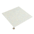 Pearlescent Ashy White Square Glass Pool Tile | Tile Club