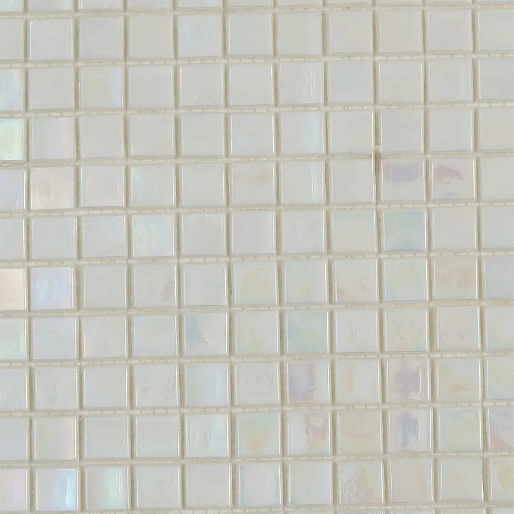 Pearlescent Ashy White Square Glass Pool Tile | Tile Club
