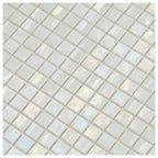 Pearlescent Ashy White Square Glass Pool Tile | Tile Club