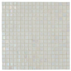 Pearlescent Ashy White Square Glass Pool Tile | Tile Club