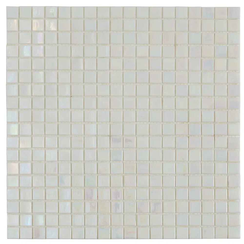 Pearlescent Ashy White Square Glass Pool Tile | Tile Club