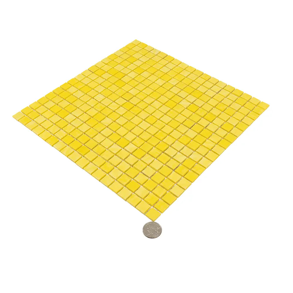 Bright Yellow Squares Glass Pool Tile | Tile Club