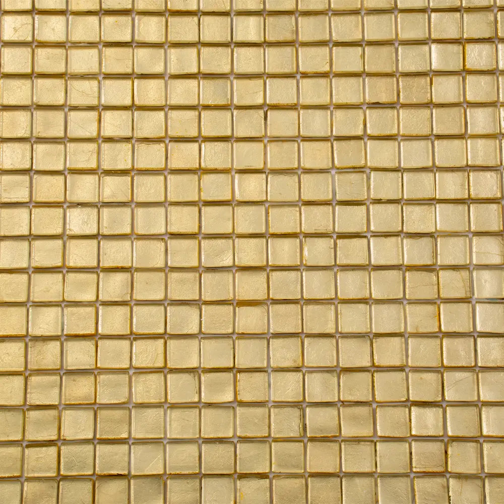Foiled Classic Gold Squares Glass Tile | Tile Club