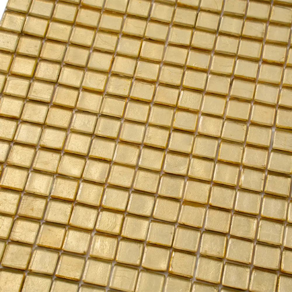 Foiled Classic Gold Squares Glass Tile | Tile Club