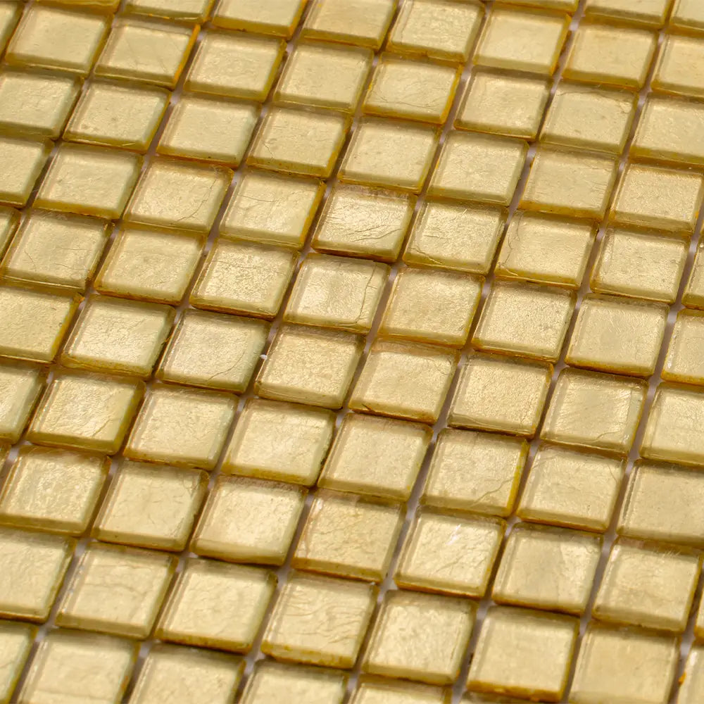 Foiled Classic Gold Squares Glass Tile | Tile Club