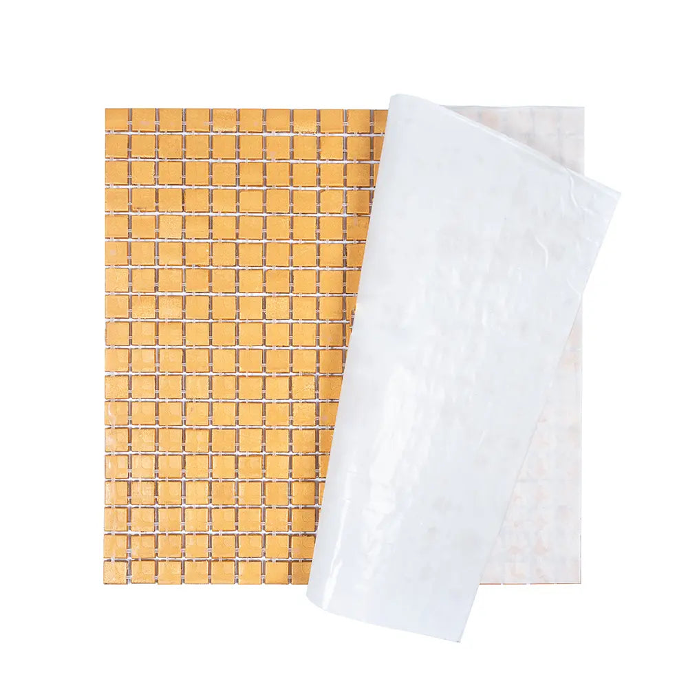 Foiled Yellow Gold Squares Glass Tile | Tile Club