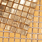 Foiled Yellow Gold Squares Glass Tile | Tile Club