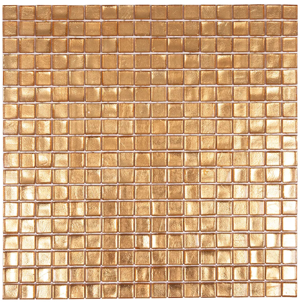 Foiled Yellow Gold Squares Glass Tile | Tile Club