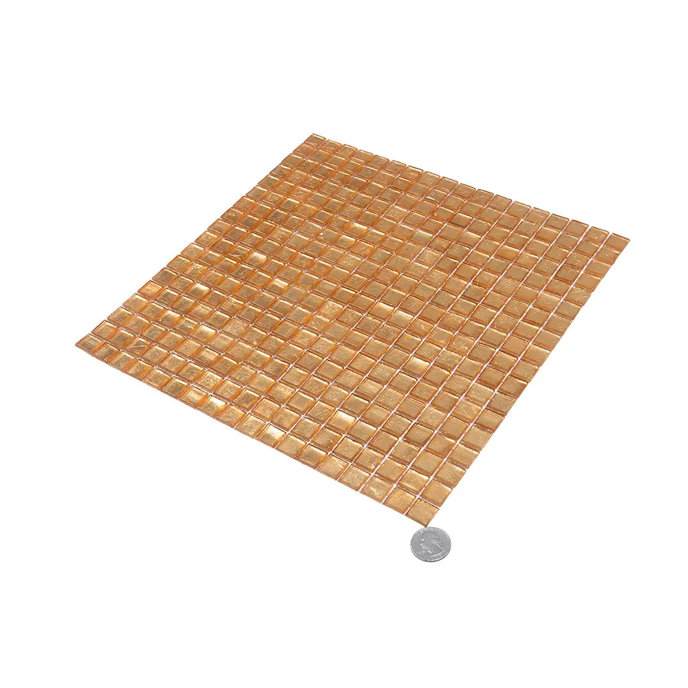 Foiled Yellow Gold Squares Glass Tile | Tile Club