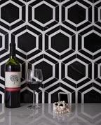 black and white hexagon tile