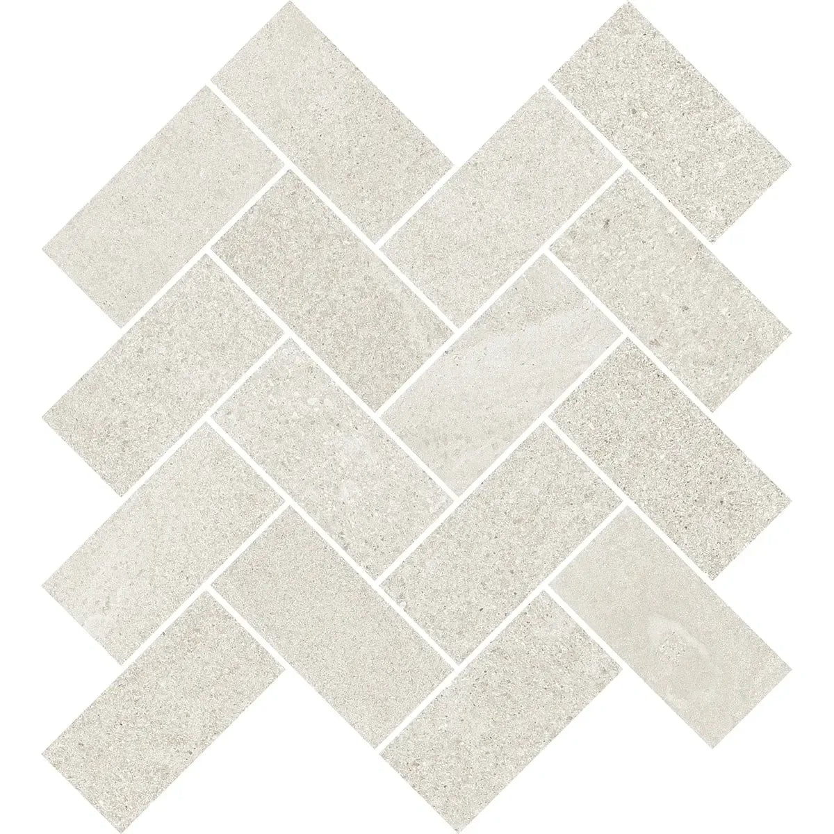 Newport White Concrete Look Herringbone Mosaic Tile 12x14 | Tile Club