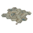Recycled Glass Hexagon Mosaic In Blue Wood Color | Tile Club
