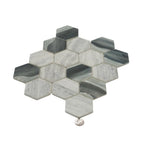 Recycled Glass Hexagon Mosaic In Grey Wood Color | Tile Club