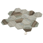 Recycled Glass Hexagon Mosaic In Wood Color | Tile Club