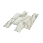 Recycled Glass Subway Mosaic Tile In Calacatta Marble Color | Tile Club