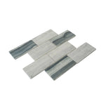 Recycled Glass Subway Mosaic Tile In Gray Wood Color | Tile Club